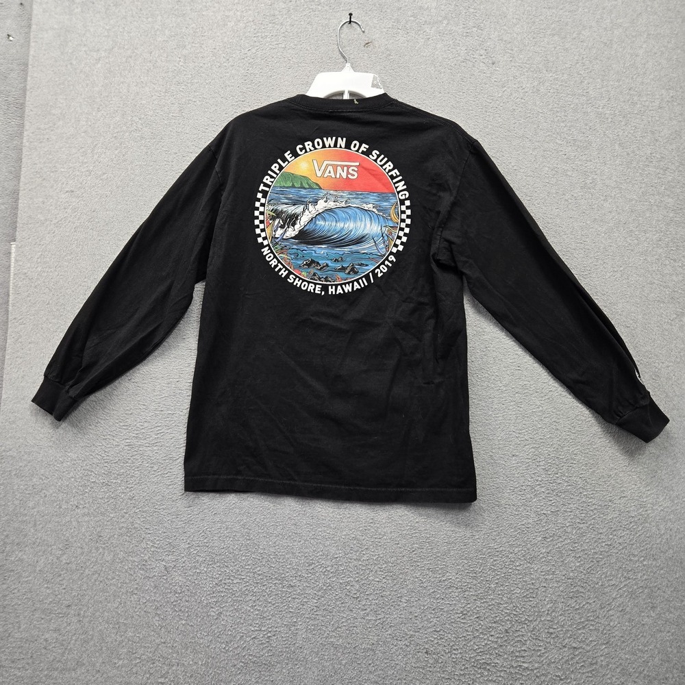 Vans Men Shirt M Black Check Triple Crown of Surfing North Shore Hawaii 2019